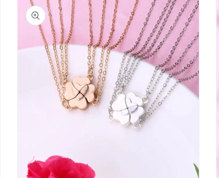 Four-Leaf Clover Heart Magnetic Necklace