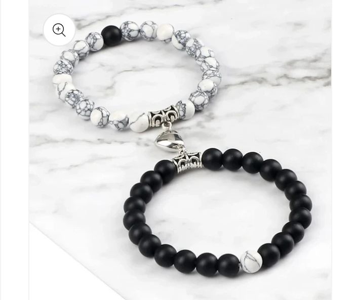 Natural Beads BFF Heart Bracelet