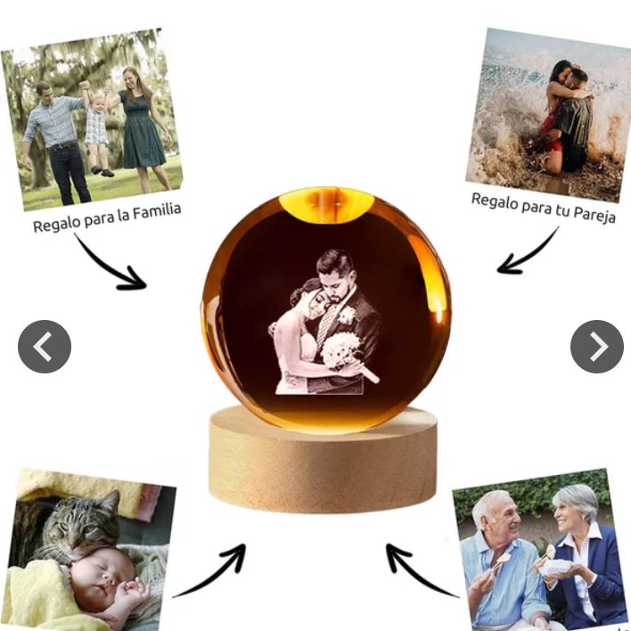 Sfera di cristallo personalizzata compresa di scatola forma cuore