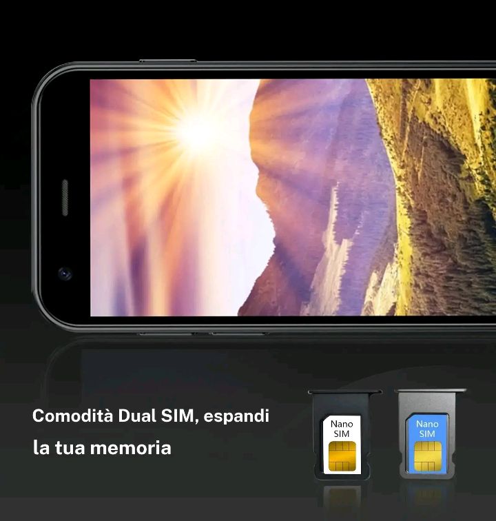 Telefono di backup per anziani e bambini - Compatto da 3,0", 2 GB di RAM, Dual SIM, batteria da 1000 mAh, mini smartphone semplice come dispositivo secondario