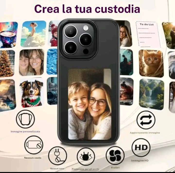 Custodia per telefono fai da te con inchiostro iPhone 11/12/13/14/15/16/17 Pro Max, Custodia personalizzata con proiezione fotografica intelligente tramite app, Personalizza la tua custodia per telefono