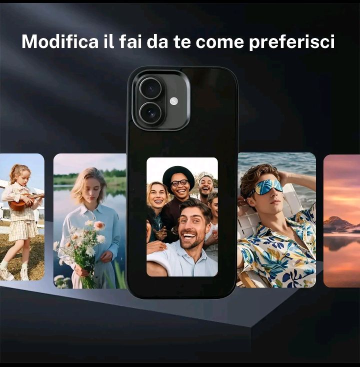 Custodia per telefono fai da te con inchiostro iPhone 11/12/13/14/15/16/17 Pro Max, Custodia personalizzata con proiezione fotografica intelligente tramite app, Personalizza la tua custodia per telefono