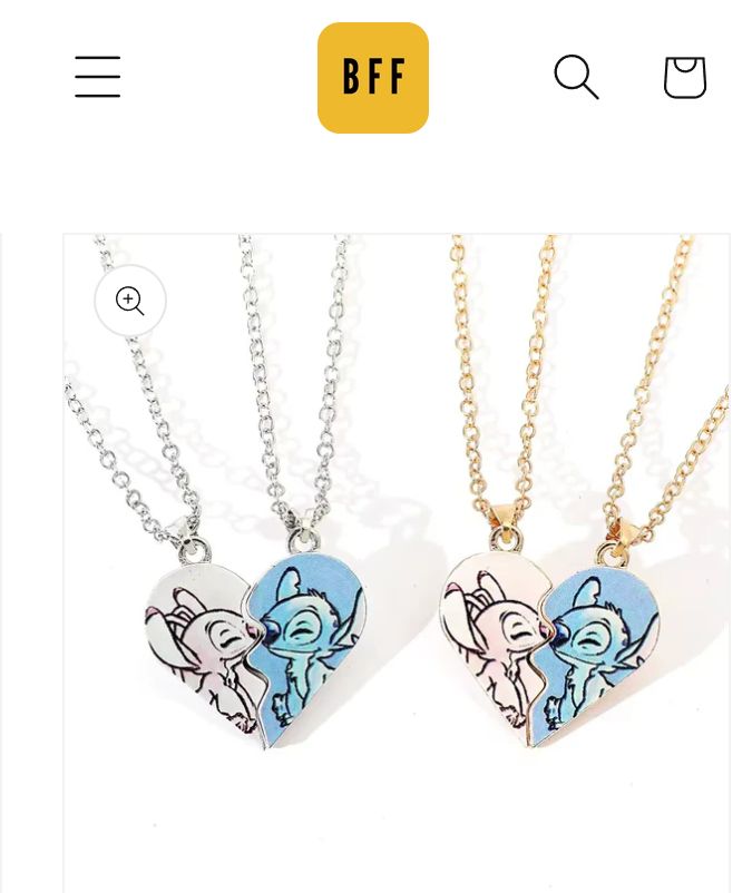 Stitch and Angel Heart Couple Necklace