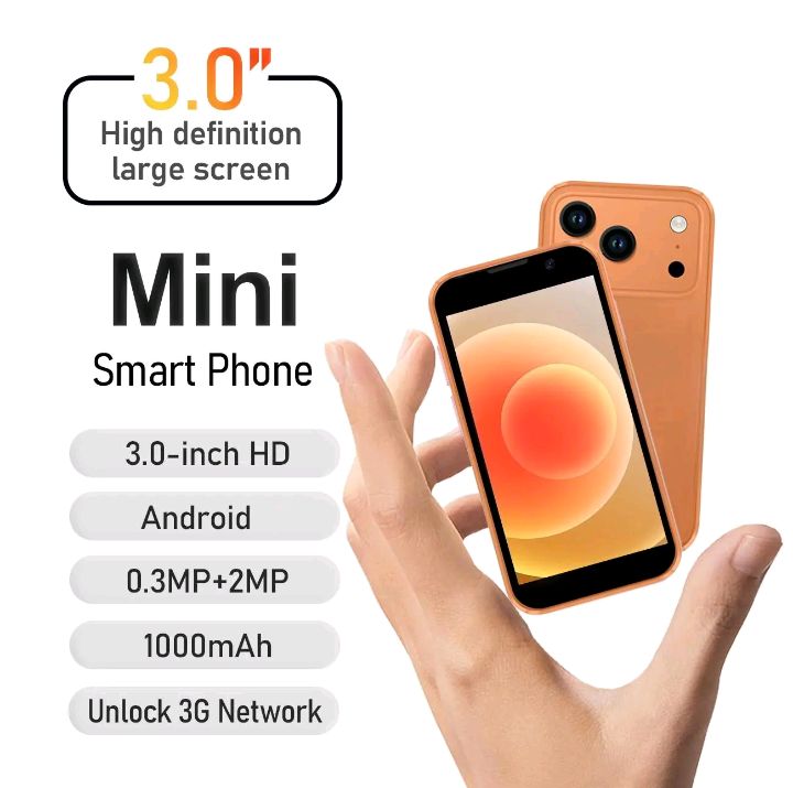 Telefono di backup per anziani e bambini - Compatto da 3,0", 2 GB di RAM, Dual SIM, batteria da 1000 mAh, mini smartphone semplice come dispositivo secondario