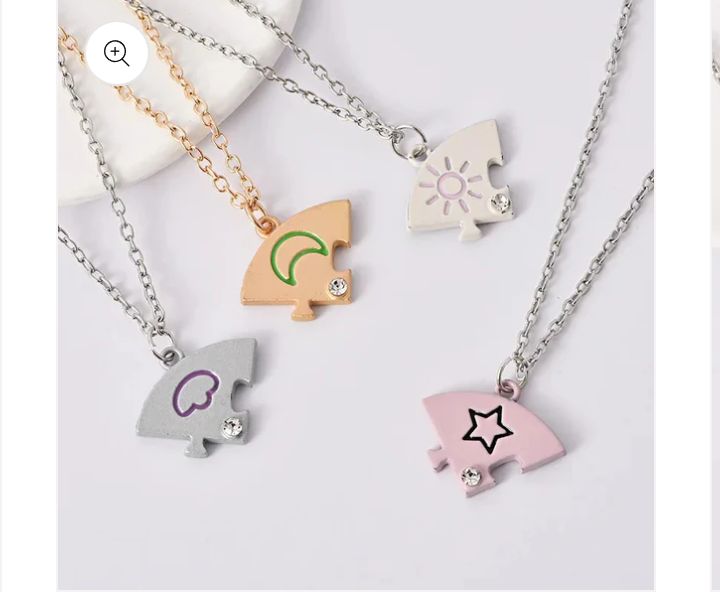 4 Best Friends Sun Moon Star and Cloud Necklace