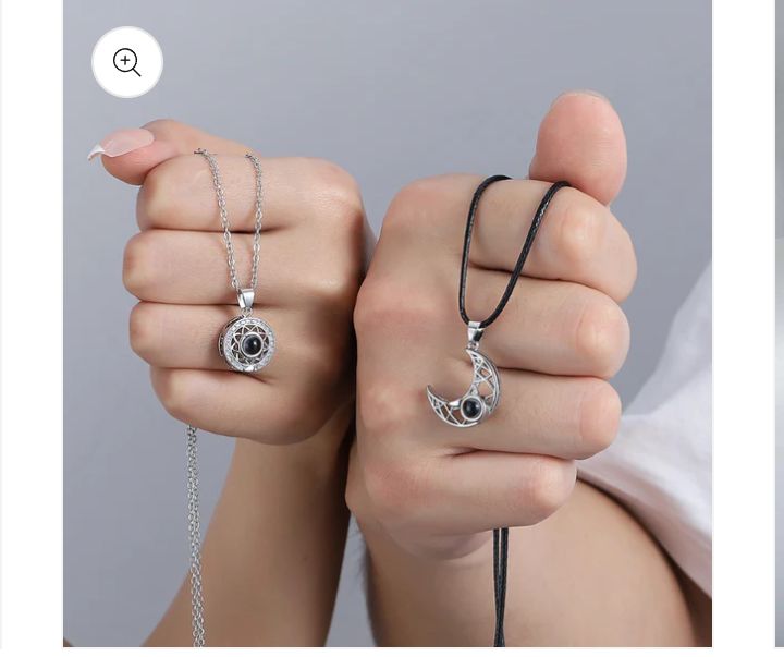 I Love You in 100 Languages Sun and Moon BFF Necklace