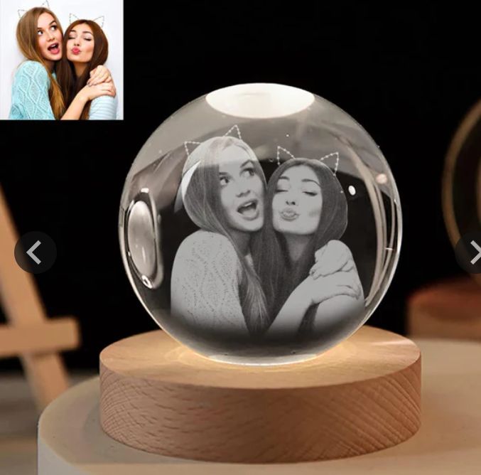 Sfera di cristallo personalizzata compresa di scatola forma cuore