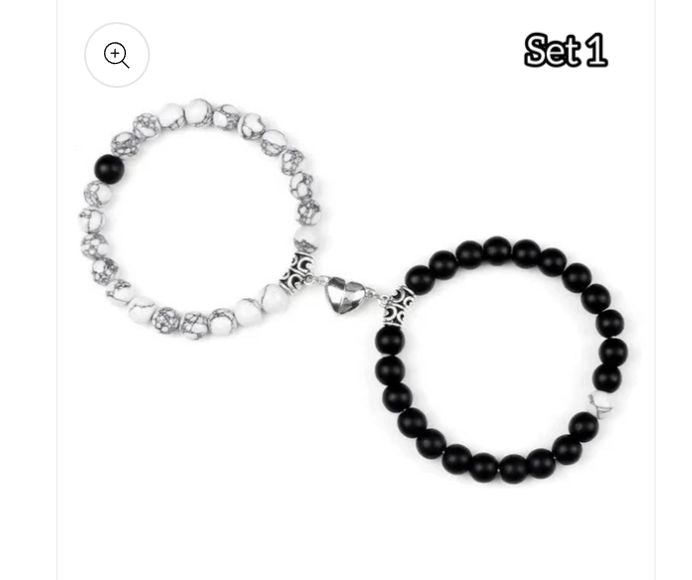 Natural Beads BFF Heart Bracelet