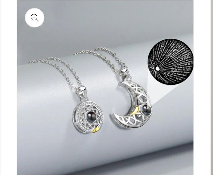 I Love You in 100 Languages Sun and Moon BFF Necklace