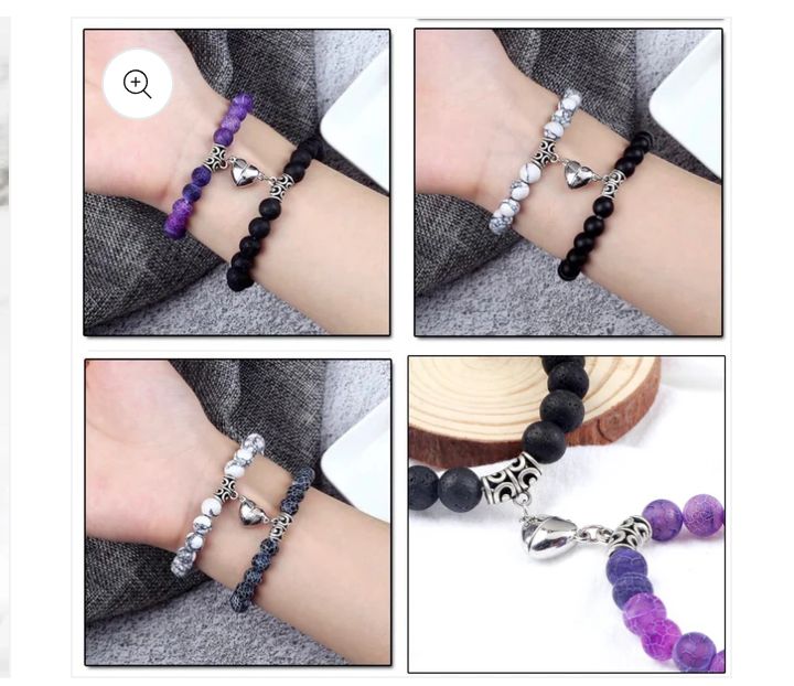 Natural Beads BFF Heart Bracelet