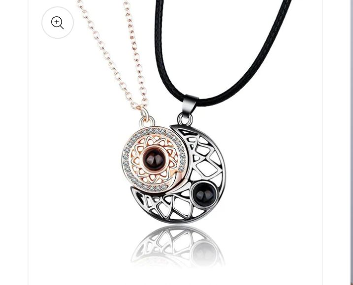 I Love You in 100 Languages Sun and Moon BFF Necklace