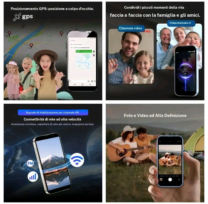 Telefono di backup per anziani e bambini - Compatto da 3,0", 2 GB di RAM, Dual SIM, batteria da 1000 mAh, mini smartphone semplice come dispositivo secondario