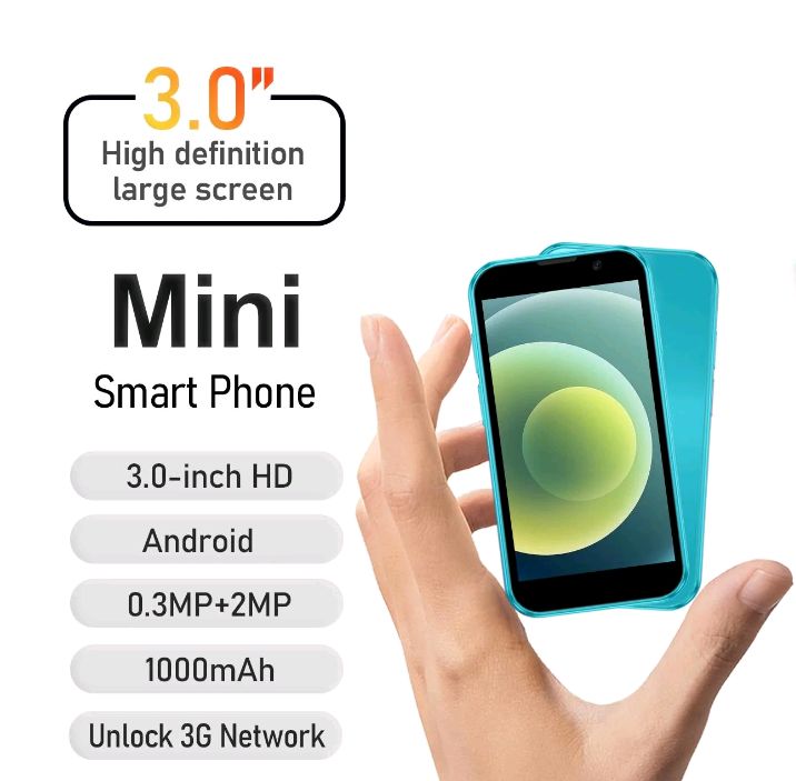 Telefono di backup per anziani e bambini - Compatto da 3,0", 2 GB di RAM, Dual SIM, batteria da 1000 mAh, mini smartphone semplice come dispositivo secondario