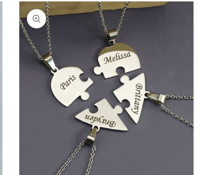 2 to 8 Friend Group Custom Engraved Name Necklaces