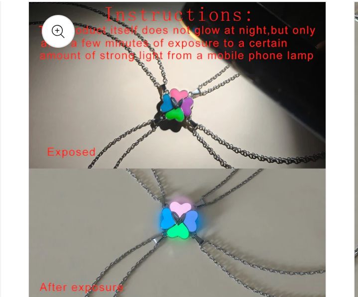 4 Best Friends Clover Glow Magnetic Necklace